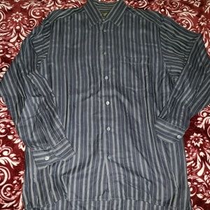 Ermenegildo Zegna Blue Stripe LS Button Down SZ M